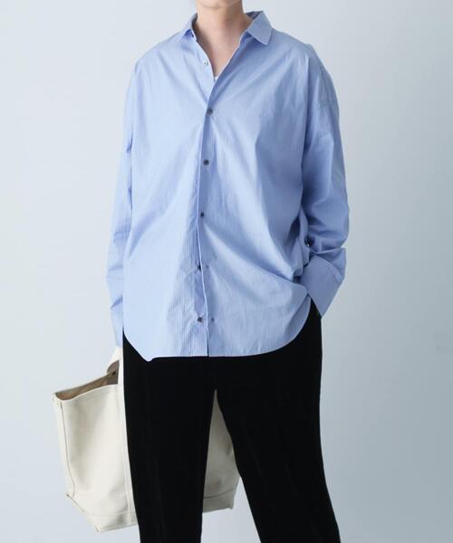 かぐれ(カグレ)の「コットンストライプレギュラーシャツ(シャツ/ブラウス・レディース・ブルー・FREE)」の1枚目の写真