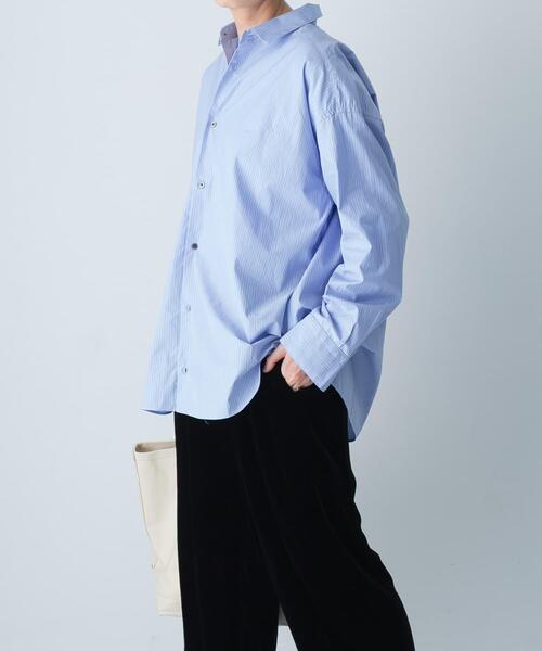 かぐれ(カグレ)の「コットンストライプレギュラーシャツ(シャツ/ブラウス・レディース・ブルー・FREE)」の2枚目の写真