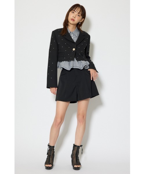 rienda（リエンダ）の「【森香澄さん着用】パール付きシングルショートテーラードジャケット 春服（テーラードジャケット・レディース・ライトイエロー/ブラック/ネイビー・SMALL/MEDIUM）」の16枚目の写真