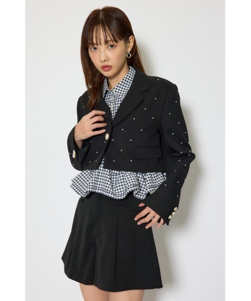 rienda（リエンダ）の「【森香澄さん着用】パール付きシングルショートテーラードジャケット 春服（テーラードジャケット・レディース・ライトイエロー/ブラック/ネイビー・SMALL/MEDIUM）」の18枚目の写真