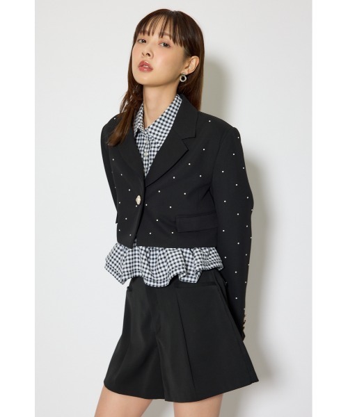 rienda（リエンダ）の「【森香澄さん着用】パール付きシングルショートテーラードジャケット 春服（テーラードジャケット・レディース・ライトイエロー/ブラック/ネイビー・SMALL/MEDIUM）」の19枚目の写真