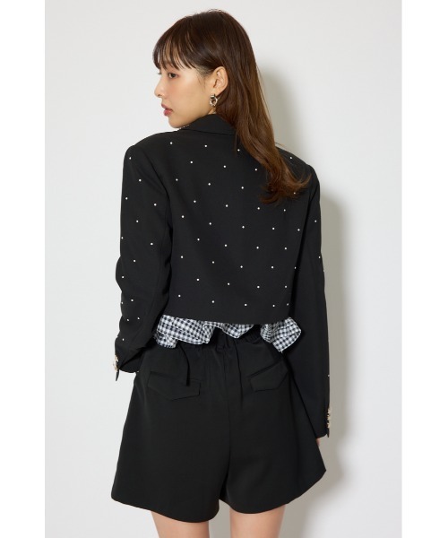 rienda（リエンダ）の「【森香澄さん着用】パール付きシングルショートテーラードジャケット 春服（テーラードジャケット・レディース・ライトイエロー/ブラック/ネイビー・SMALL/MEDIUM）」の20枚目の写真