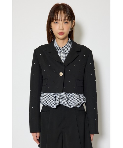 rienda（リエンダ）の「【森香澄さん着用】パール付きシングルショートテーラードジャケット 春服（テーラードジャケット・レディース・ライトイエロー/ブラック/ネイビー・SMALL/MEDIUM）」の21枚目の写真