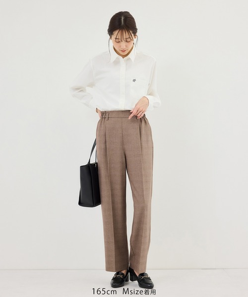 ROPE' PICNIC(ロペピクニック)の「メランジドビーチェックパンツ/セットアップ対応・防シワ・接触冷感(スラックス・レディース・ベージュ/ダークブラウン・S/L/M)」の14枚目の写真