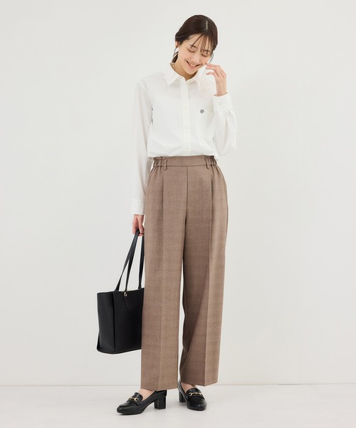 ROPE' PICNIC(ロペピクニック)の「メランジドビーチェックパンツ/セットアップ対応・防シワ・接触冷感(スラックス・レディース・ベージュ/ダークブラウン・S/L/M)」の16枚目の写真