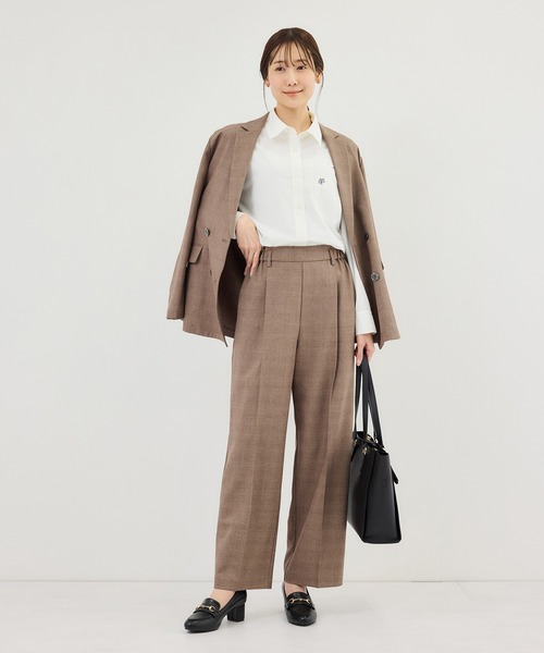 ROPE' PICNIC(ロペピクニック)の「メランジドビーチェックパンツ/セットアップ対応・防シワ・接触冷感(スラックス・レディース・ベージュ/ダークブラウン・S/L/M)」の17枚目の写真
