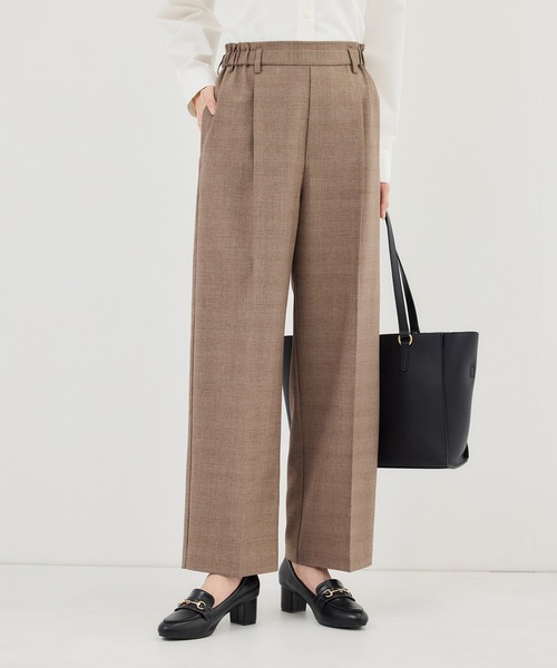 ROPE' PICNIC(ロペピクニック)の「メランジドビーチェックパンツ/セットアップ対応・防シワ・接触冷感(スラックス・レディース・ベージュ/ダークブラウン・S/L/M)」の19枚目の写真