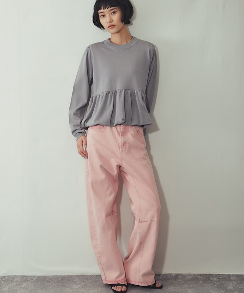 ANOTHER S（アナザーエス）の「【セットアップ対応】カラーデニム カーブパンツ（デニムパンツ・レディース・グレー/ピンク/イエロー・FREE）」の5枚目の写真