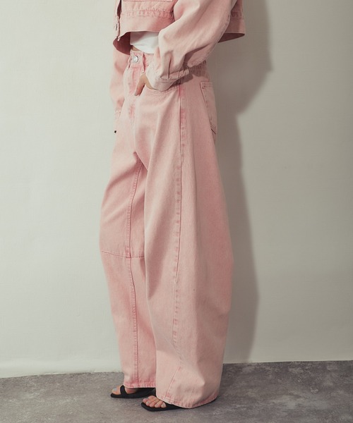 ANOTHER S（アナザーエス）の「【セットアップ対応】カラーデニム カーブパンツ（デニムパンツ・レディース・グレー/ピンク/イエロー・FREE）」の7枚目の写真