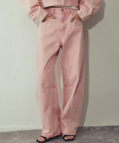 ANOTHER S（アナザーエス）の「【セットアップ対応】カラーデニム カーブパンツ（デニムパンツ・レディース・グレー/ピンク/イエロー・FREE）」の9枚目の写真