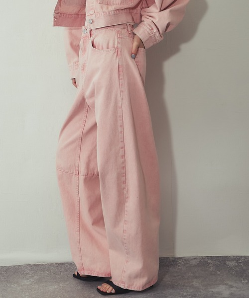 ANOTHER S（アナザーエス）の「【セットアップ対応】カラーデニム カーブパンツ（デニムパンツ・レディース・グレー/ピンク/イエロー・FREE）」の4枚目の写真