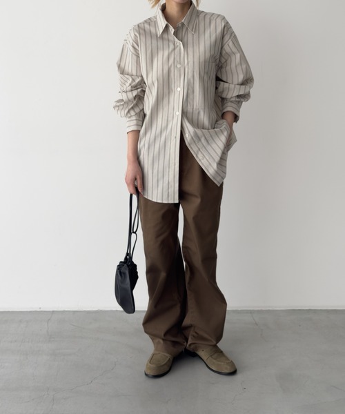 CANAL JEAN（キャナルジーン）の「El mar　ストライプオーバーシャツ（シャツ/ブラウス・レディース・サックスブルー/ベージュ・ONE SIZE）」の8枚目の写真