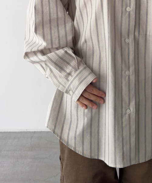 CANAL JEAN（キャナルジーン）の「El mar　ストライプオーバーシャツ（シャツ/ブラウス・レディース・サックスブルー/ベージュ・ONE SIZE）」の13枚目の写真