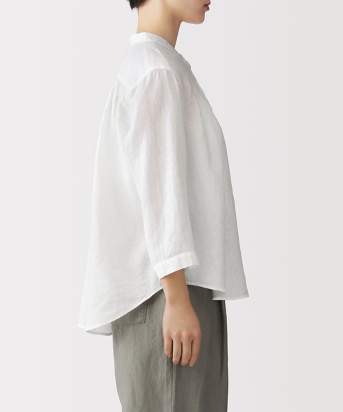 無印良品（ムジルシリョウヒン）の「婦人 リネン 洗いざらし 七分袖ブラウス（シャツ/ブラウス・レディース・ホワイト/オレンジ系/ブラック/ライトグリーン系・S/M/L/XL）」の13枚目の写真