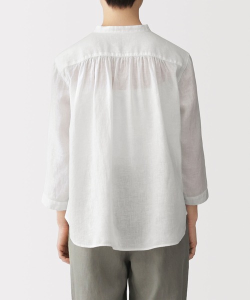 無印良品（ムジルシリョウヒン）の「婦人 リネン 洗いざらし 七分袖ブラウス（シャツ/ブラウス・レディース・ホワイト/オレンジ系/ブラック/ライトグリーン系・S/M/L/XL）」の20枚目の写真