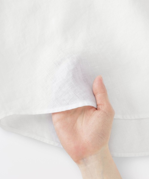 無印良品（ムジルシリョウヒン）の「婦人 リネン 洗いざらし 七分袖ブラウス（シャツ/ブラウス・レディース・ホワイト/オレンジ系/ブラック/ライトグリーン系・S/M/L/XL）」の15枚目の写真