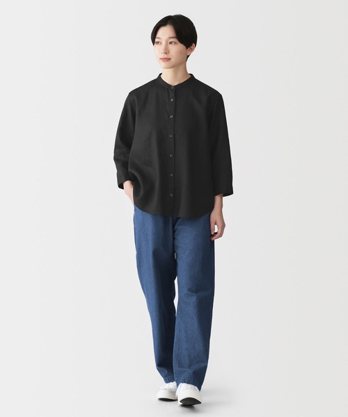 無印良品（ムジルシリョウヒン）の「婦人 リネン 洗いざらし 七分袖ブラウス（シャツ/ブラウス・レディース・ホワイト/オレンジ系/ブラック/ライトグリーン系・S/M/L/XL）」の17枚目の写真