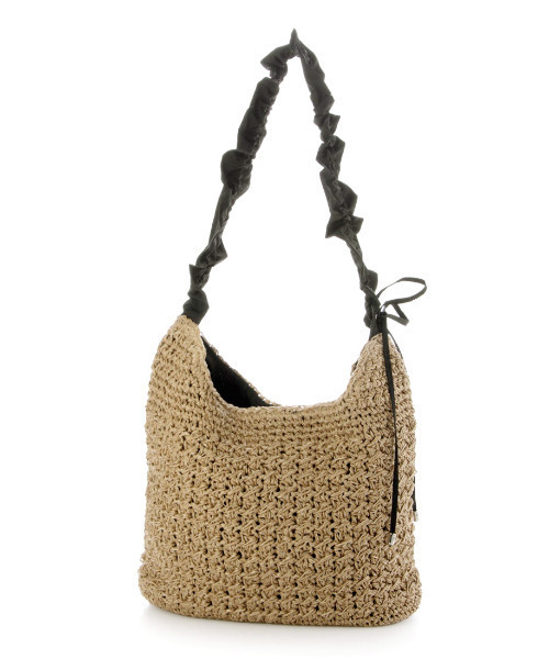 cache cache(カシュ カシュ)の「カシュカシュ cachecache / ドロストフリルハンドル地柄編みトート カゴバッグ(かごバッグ・レディース・グレー/ブラック/ブラウン/グリーン/ベージュ系その他・FREE)」の7枚目の写真