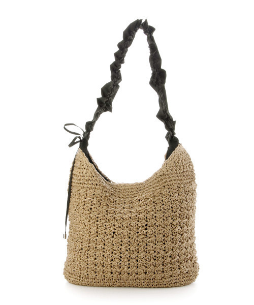 cache cache(カシュ カシュ)の「カシュカシュ cachecache / ドロストフリルハンドル地柄編みトート カゴバッグ(かごバッグ・レディース・グレー/ブラック/ブラウン/グリーン/ベージュ系その他・FREE)」の6枚目の写真
