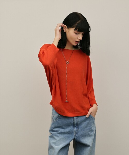 Diagram(ダイアグラム)の「ドルマンニットトップ(Tシャツ/カットソー・レディース・ブラック/オレンジ/グレー・36)」の5枚目の写真