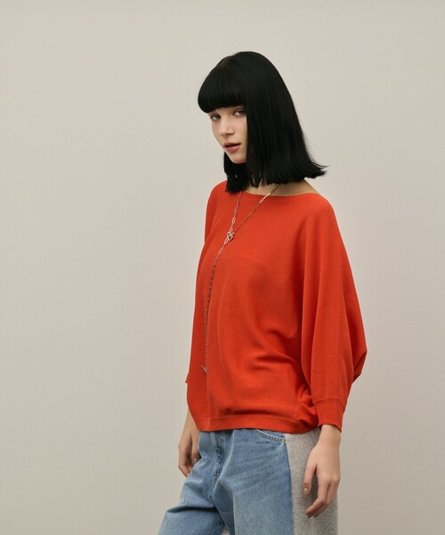 Diagram(ダイアグラム)の「ドルマンニットトップ(Tシャツ/カットソー・レディース・ブラック/オレンジ/グレー・36)」の6枚目の写真