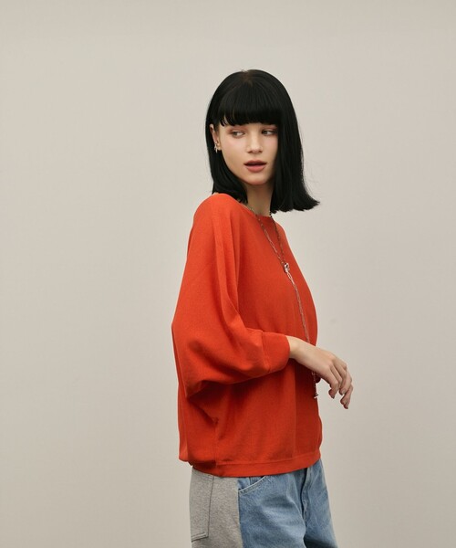 Diagram(ダイアグラム)の「ドルマンニットトップ(Tシャツ/カットソー・レディース・ブラック/オレンジ/グレー・36)」の7枚目の写真