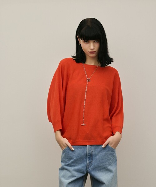 Diagram(ダイアグラム)の「ドルマンニットトップ(Tシャツ/カットソー・レディース・ブラック/オレンジ/グレー・36)」の3枚目の写真