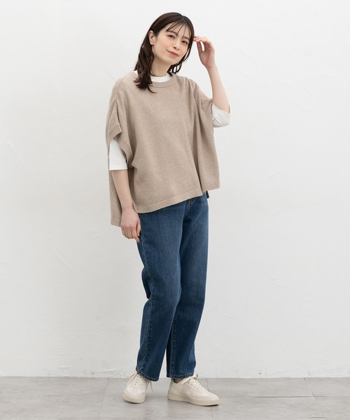 Honeys(ハニーズ)の「ポンチョ風ベスト(ニット/セーター・レディース・ネイビー/ベージュ/ピンク系その他/ブラック/杢グレー・F)」の18枚目の写真