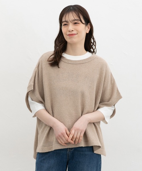 Honeys(ハニーズ)の「ポンチョ風ベスト(ニット/セーター・レディース・ネイビー/ベージュ/ピンク系その他/ブラック/杢グレー・F)」の19枚目の写真