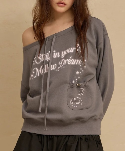 WaiKei(ワイケイ)の「Wai Kei/スウェットオフショルダー(スウェット・レディース・ライトグレー/チャコールグレー・FREE)」の1枚目の写真