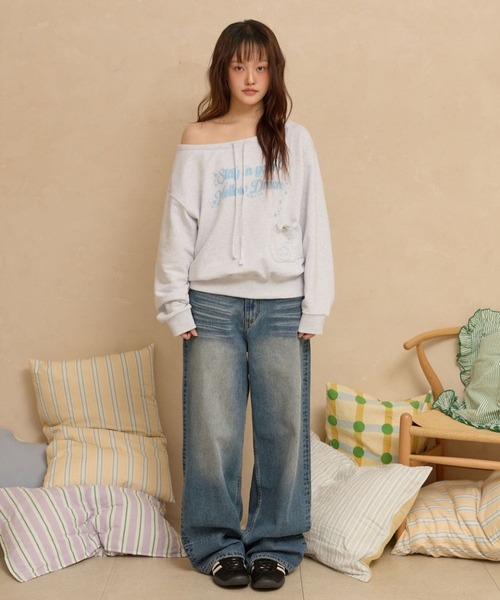 WaiKei(ワイケイ)の「Wai Kei/スウェットオフショルダー(スウェット・レディース・ライトグレー/チャコールグレー・FREE)」の10枚目の写真