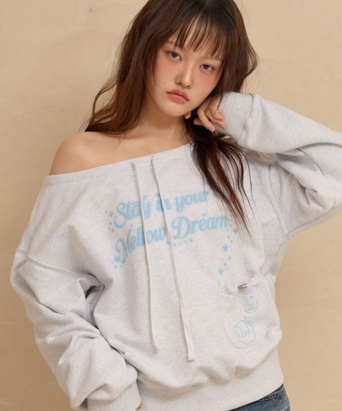 WaiKei(ワイケイ)の「Wai Kei/スウェットオフショルダー(スウェット・レディース・ライトグレー/チャコールグレー・FREE)」の9枚目の写真