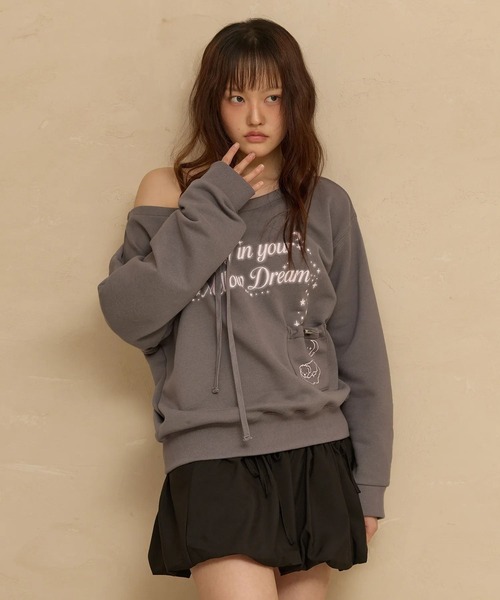 WaiKei(ワイケイ)の「Wai Kei/スウェットオフショルダー(スウェット・レディース・ライトグレー/チャコールグレー・FREE)」の15枚目の写真