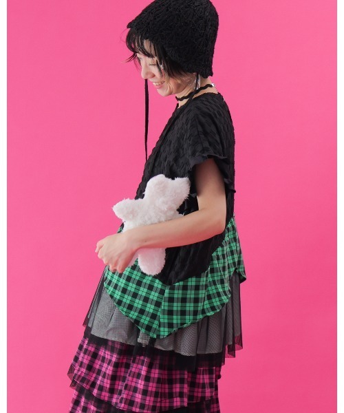 unica（ユニカ）の「チェック柄メッシュフリルスカート  laides（スカート・レディース・ピンク/オフホワイト・F）」の12枚目の写真