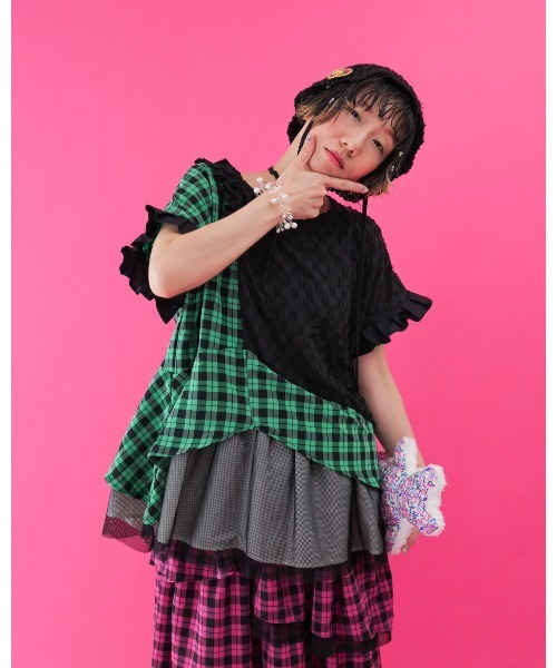 unica（ユニカ）の「チェック柄メッシュフリルスカート  laides（スカート・レディース・ピンク/オフホワイト・F）」の14枚目の写真