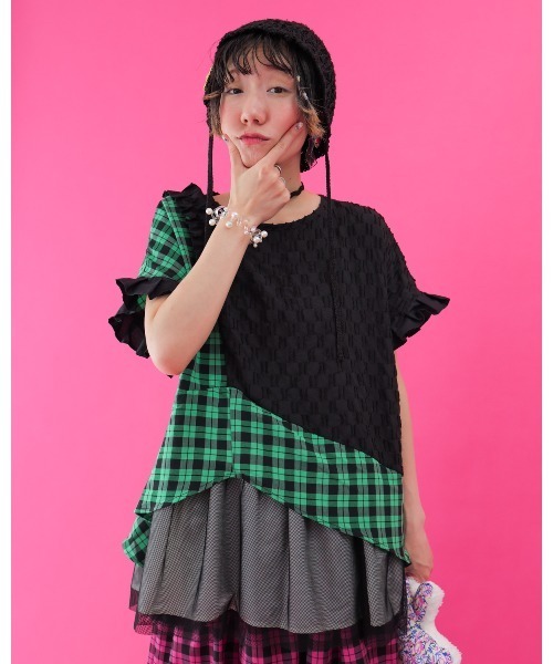 unica（ユニカ）の「チェック柄メッシュフリルスカート  laides（スカート・レディース・ピンク/オフホワイト・F）」の15枚目の写真