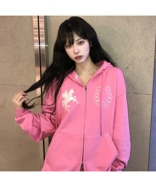 セール】EL UNICORN HOOD ZIP UP(PINK)（パーカー）｜LUVISTRUE（ラヴ