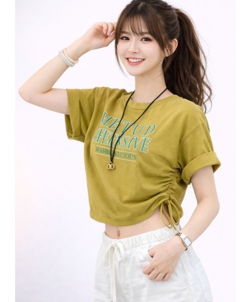 LAUTRE COTE(ロウトレコウト)の「脇スピンドルTEE(Tシャツ/カットソー・レディース・チャコールグレー/カーキ/ホワイト・MEDIUM/LARGE)」の6枚目の写真