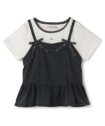 mezzo piano Junior（メゾピアノジュニア）の「ペプラムビスチェ＆トリムレースTシャツセット（アンサンブル）」