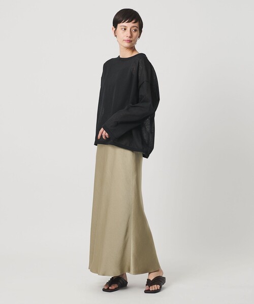 BEAUTY&YOUTH UNITED ARROWS（ビューティーアンドユースユナイテッドアローズ）の「麻ブレンド ルーズ ボートネック ニットプルオーバー ウォッシャブル（ニット/セーター・レディース・ブラック/ライトブルー/ホワイト・FREE）」の4枚目の写真