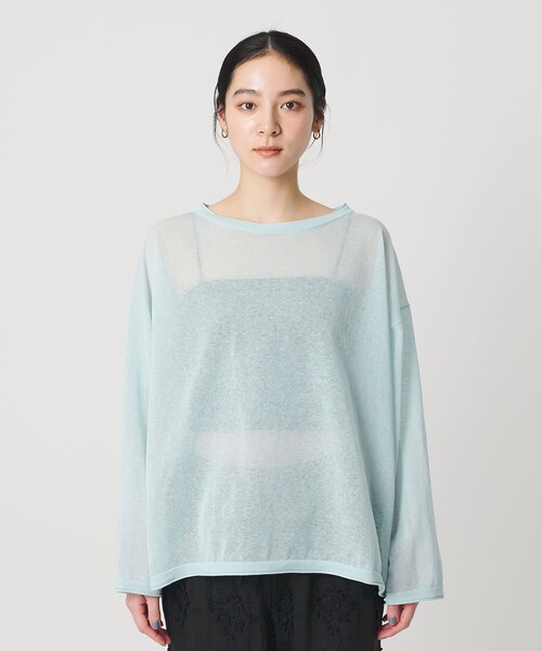 BEAUTY&YOUTH UNITED ARROWS（ビューティーアンドユースユナイテッドアローズ）の「麻ブレンド ルーズ ボートネック ニットプルオーバー ウォッシャブル（ニット/セーター・レディース・ブラック/ライトブルー/ホワイト・FREE）」の5枚目の写真