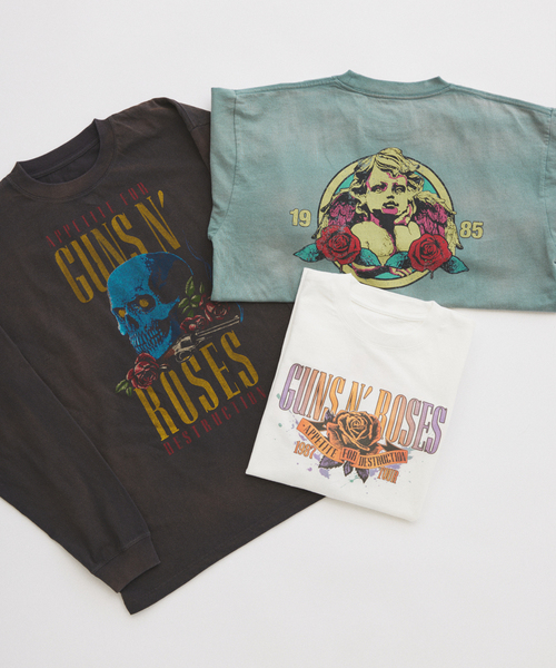 JOURNAL STANDARD relume(ジャーナルスタンダード レリューム)の「ガンズ・アンド・ローゼズ 別注 ヴィンテージライク ロングスリーブTee(Tシャツ/カットソー・メンズ・ホワイト/ブラックミックス/モスグリーン・MEDIUM/LARGE)」の4枚目の写真