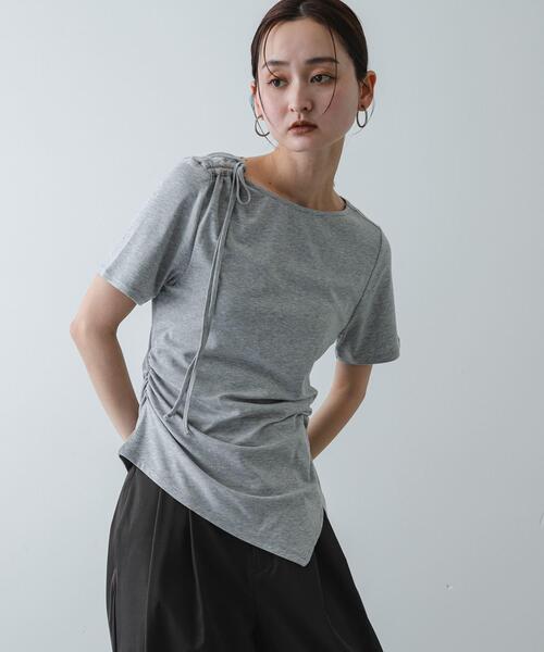 SENSE OF PLACE by URBAN RESEARCH（センスオブプレイスバイアーバンリサーチ）の「アシメデザインTシャツ(半袖)（Tシャツ/カットソー・レディース・グレー/オフホワイト/ブラック・ONE）」の3枚目の写真