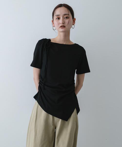 SENSE OF PLACE by URBAN RESEARCH（センスオブプレイスバイアーバンリサーチ）の「アシメデザインTシャツ(半袖)（Tシャツ/カットソー・レディース・グレー/オフホワイト/ブラック・ONE）」の19枚目の写真