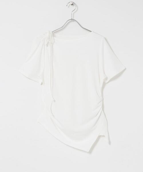 SENSE OF PLACE by URBAN RESEARCH（センスオブプレイスバイアーバンリサーチ）の「アシメデザインTシャツ(半袖)（Tシャツ/カットソー・レディース・グレー/オフホワイト/ブラック・ONE）」の5枚目の写真