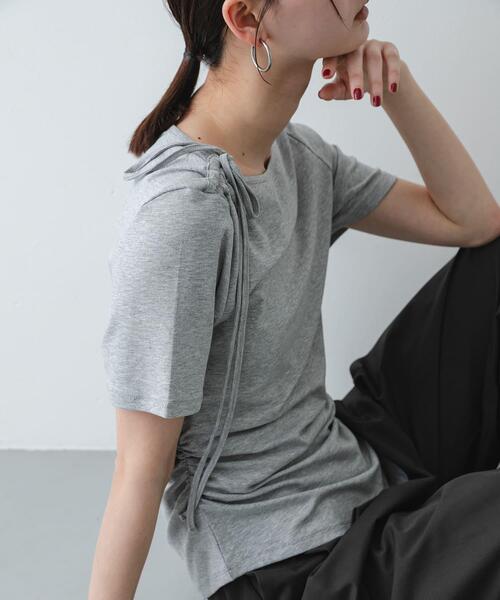 SENSE OF PLACE by URBAN RESEARCH（センスオブプレイスバイアーバンリサーチ）の「アシメデザインTシャツ(半袖)（Tシャツ/カットソー・レディース・グレー/オフホワイト/ブラック・ONE）」の7枚目の写真