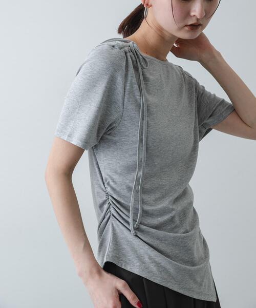 SENSE OF PLACE by URBAN RESEARCH（センスオブプレイスバイアーバンリサーチ）の「アシメデザインTシャツ(半袖)（Tシャツ/カットソー・レディース・グレー/オフホワイト/ブラック・ONE）」の8枚目の写真