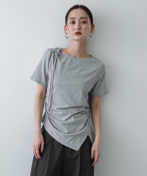 SENSE OF PLACE by URBAN RESEARCH（センスオブプレイスバイアーバンリサーチ）の「アシメデザインTシャツ(半袖)（Tシャツ/カットソー・レディース・グレー/オフホワイト/ブラック・ONE）」の9枚目の写真