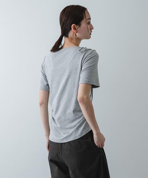 SENSE OF PLACE by URBAN RESEARCH（センスオブプレイスバイアーバンリサーチ）の「アシメデザインTシャツ(半袖)（Tシャツ/カットソー・レディース・グレー/オフホワイト/ブラック・ONE）」の10枚目の写真