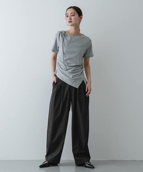 SENSE OF PLACE by URBAN RESEARCH（センスオブプレイスバイアーバンリサーチ）の「アシメデザインTシャツ(半袖)（Tシャツ/カットソー・レディース・グレー/オフホワイト/ブラック・ONE）」の11枚目の写真